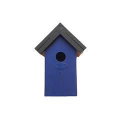 Foto van Houten vogelhuisje/nestkastje 22 cm - zwart/blauw dhz schilderen pakket - vogelhuisjes