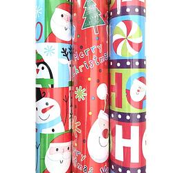 Foto van Assortiment kerstpapier cadeaupapier inpakpapier voor kerstmis ho706 - 3 meter x 100 cm - 3 rollen