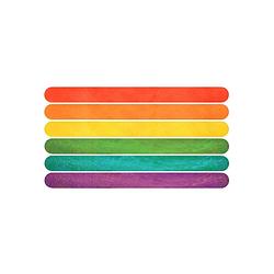 Foto van Houten knutselstokjes/ijsstokjes 2x50 stuks regenboog kleurenmix 11 cm - houten knutselstokjes