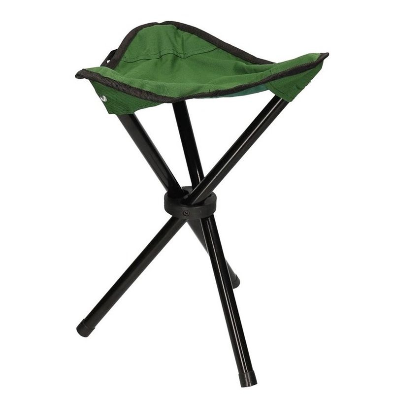 Foto van Groene opvouwbare campingkruk/visserskruk - 38 cm - kampeerspullen - camping benodigdheden