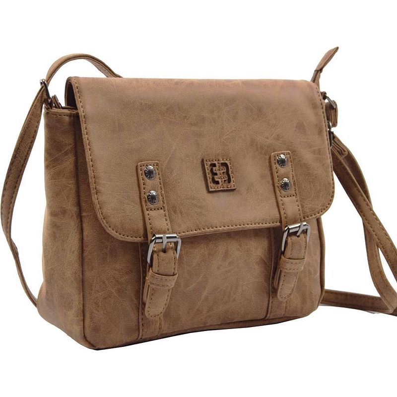 Foto van Enrico benetti schoudertas camel - crossbody tas voor dames met flap cognac.