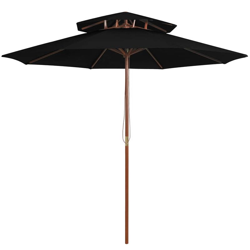 Foto van Vidaxl parasol dubbeldekker met houten paal 270 cm zwart