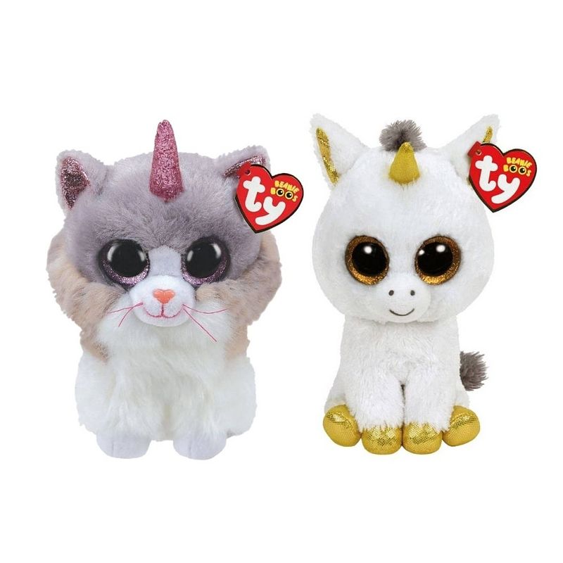 Foto van Ty - knuffel - beanie buddy - asher cat & pegasus unicorn