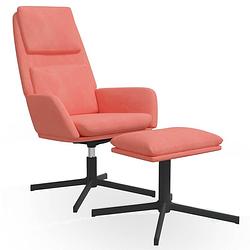Foto van The living store relaxstoel velvet - roze - 70x77x98cm - 360 graden draaibaar - inclusief voetenbank