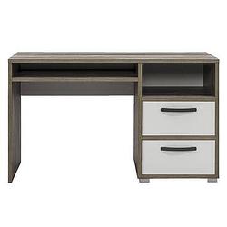 Foto van Bureau mono - wit/steigerhoutlook - 75x125x55 cm - leen bakker