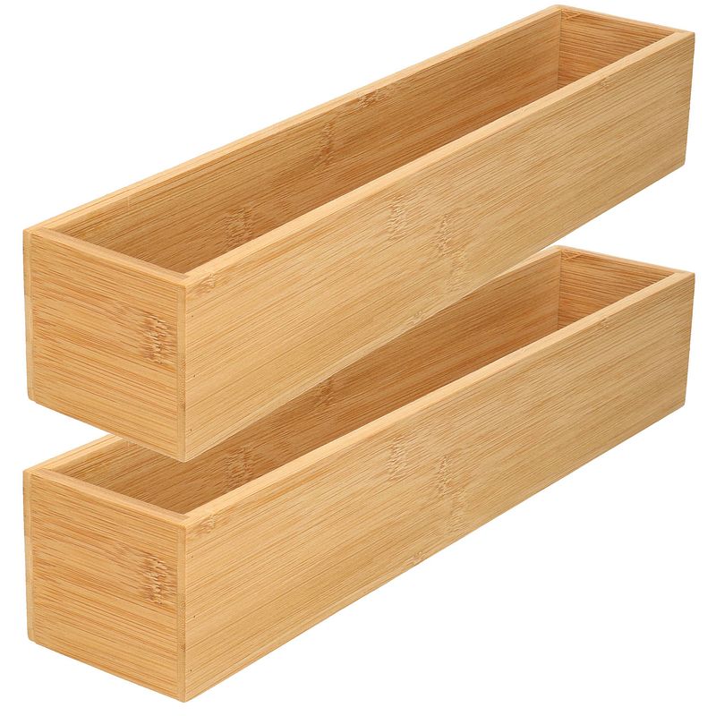 Foto van 2x stuks kast/lade/make-up sorteer organizer bamboe hout bakje 7.5 x 38 x 6.5 cm - make-up dozen