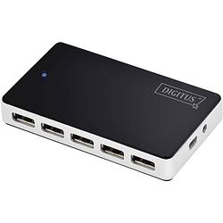 Foto van Digitus da-70229 10 poorten usb 2.0-hub zwart, zilver