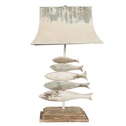 Foto van Haes deco - tafellamp - beachlife - vintage / retro lamp met vissen, 44x30x75 cm - bureaulamp, sfeerlamp, nachtlampje