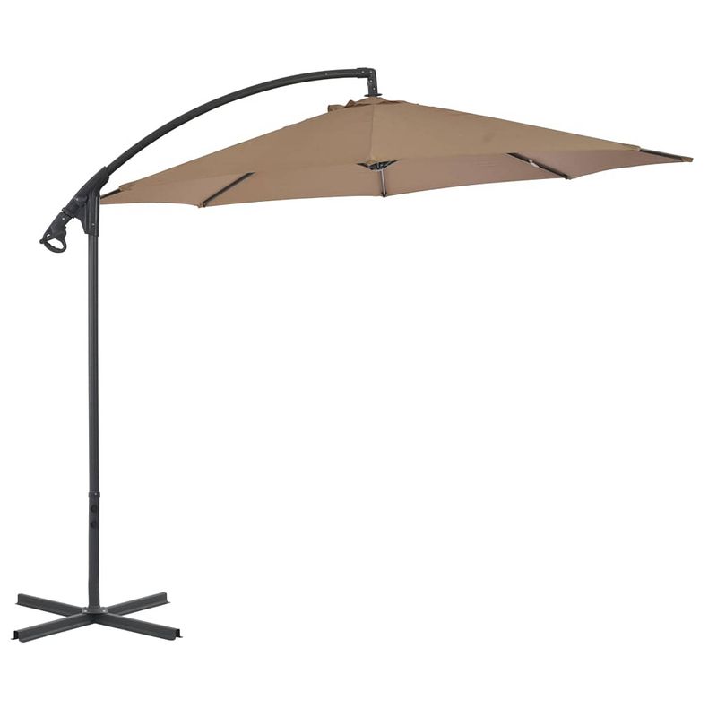 Foto van Vidaxl zweefparasol met stalen paal 300 cm taupe