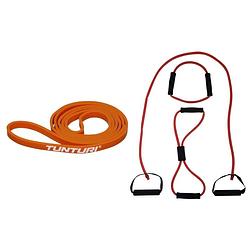 Foto van Tunturi - fitness set - weerstandsband oranje - extra light - tubing set rood