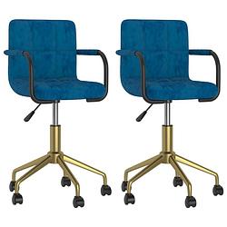 Foto van Vidaxl eetkamerstoelen draaibaar 2 st fluweel blauw