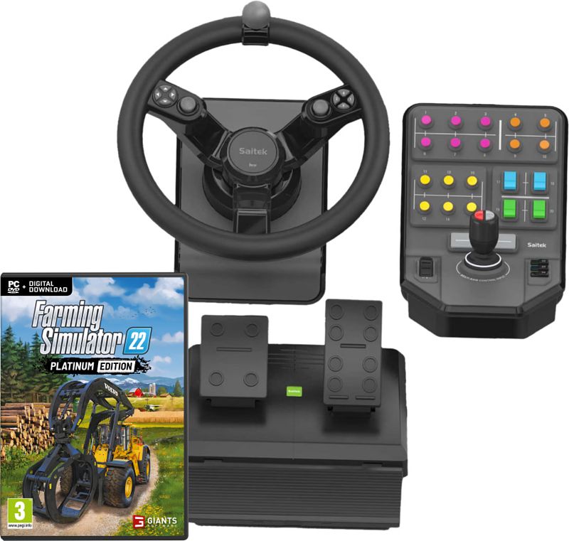 Foto van Farming simulator 22 platinum edition  pc + saitek farm sim controller