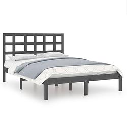 Foto van The living store bedframe - bedframes - 205.5 x 165.5 x 31 cm - grijs - massief grenenhout