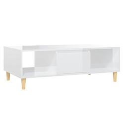 Foto van The living store salontafel scandinavisch - opbergschappen - hoogglans wit - 103.5 x 60 x 35 cm - the living store