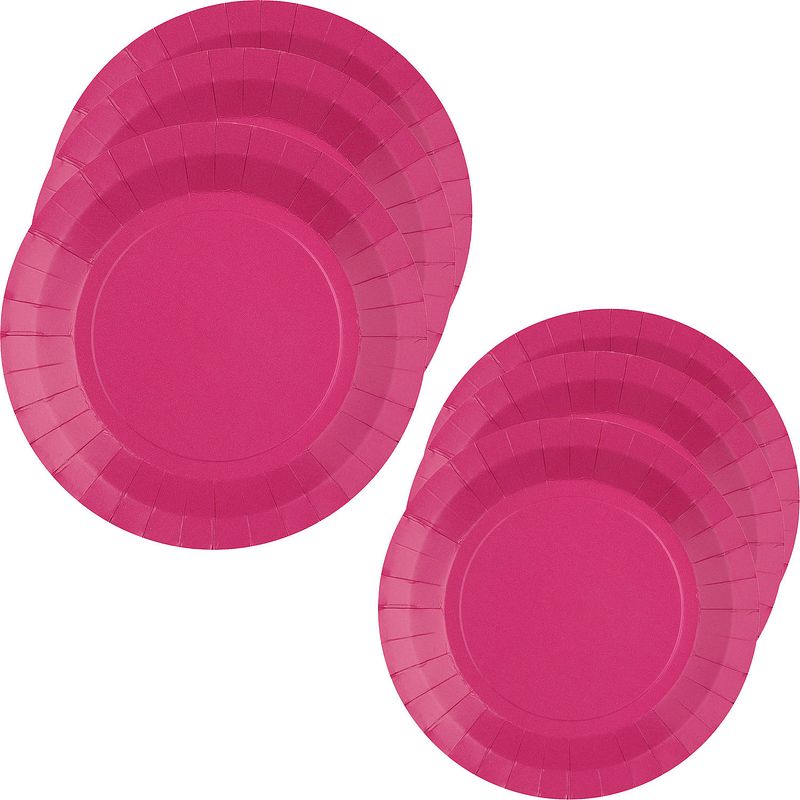 Foto van Feest/verjaardag bordjes set - 20x stuks - fuchsia roze - 17 cm en 22 cm - feestbordjes