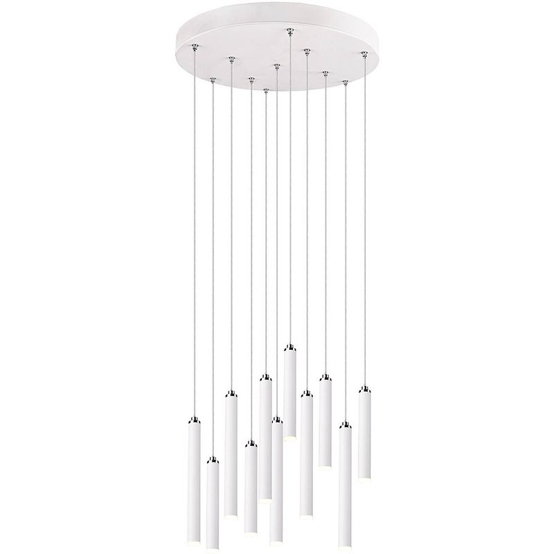 Foto van Led hanglamp - trion tular - 22w - warm wit 3000k - dimbaar - rond - mat wit - aluminium