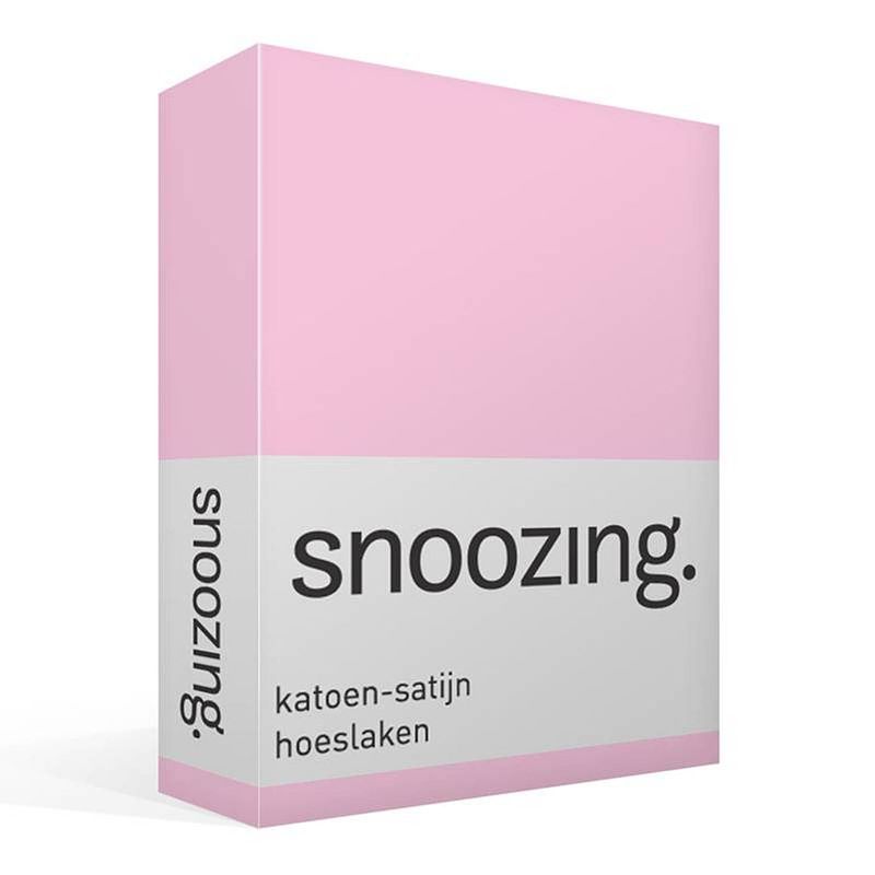 Foto van Snoozing - katoen-satijn - hoeslaken - 150x200 - roze