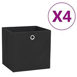 Foto van Vidaxl opbergboxen 4 st 28x28x28 cm nonwoven stof zwart