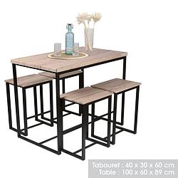 Foto van Gebor - hoge tafel - bartafel - barstoelen - barkrukken - industrieel - set - hout - zwart - metaal - stoer