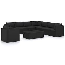 Foto van Vidaxl 10-delige loungeset met kussens poly rattan zwart