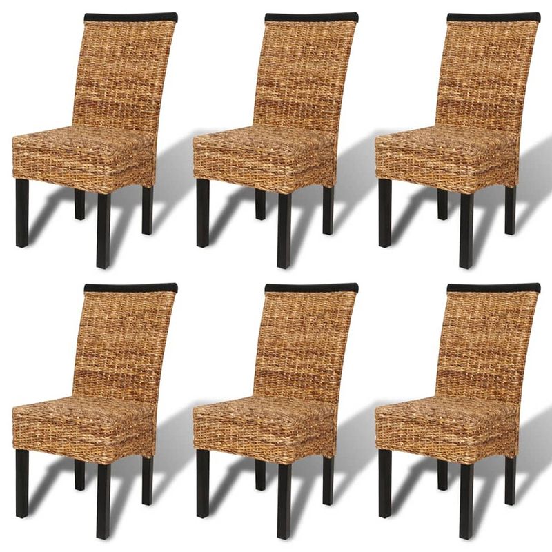 Foto van The living store abaca eetkamerstoelen - handgemaakt - set van 6 - 47 x 50 x 97 cm - bruin