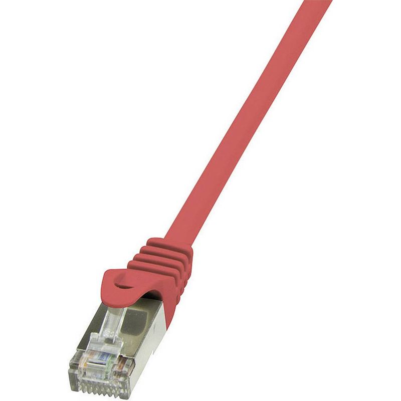 Foto van Logilink cp1024s rj45 netwerkkabel, patchkabel cat 5e f/utp 0.50 m rood snagless 1 stuk(s)