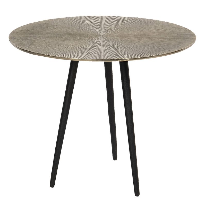 Foto van Clayre & eef bijzettafel ø 33x30 cm goudkleurig aluminium rond side table tafeltje goudkleurig side table tafeltje