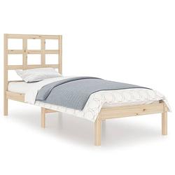 Foto van The living store houten bedframe - massief grenenhout - 205.5 x 105.5 x 31 cm - inclusief hoofdeind - geschikt voor 100