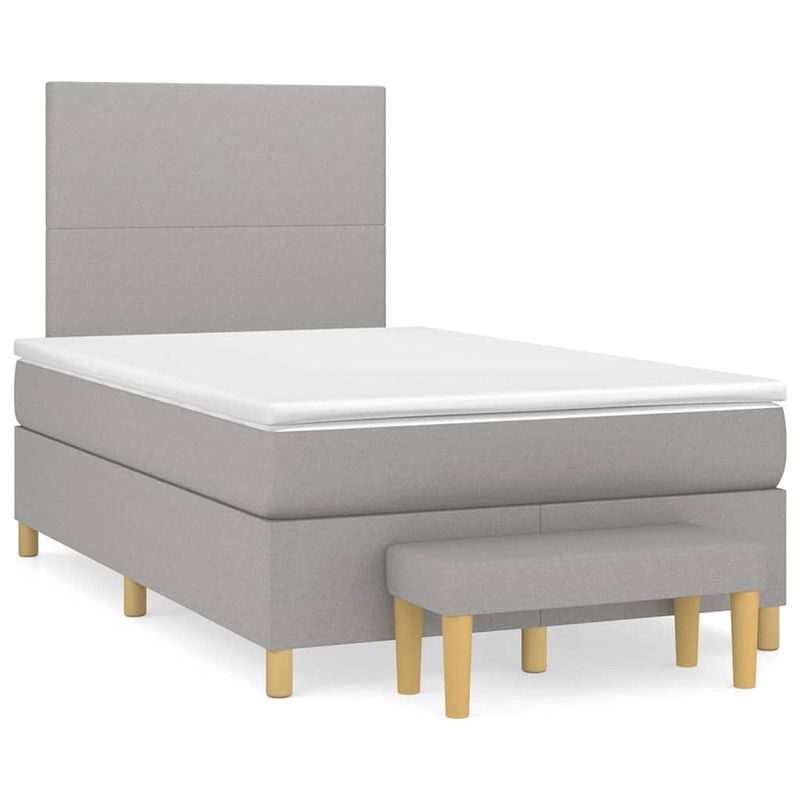 Foto van The living store boxspringbed - comfort - bed - 203x120x118/128 cm - lichtgrijs - ademende stof