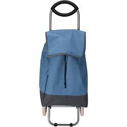 Foto van Boodschappen en losse spullen trolley - inhoud 30 liter - blauw - boodschappentas met wielen - boodschappentrolleys