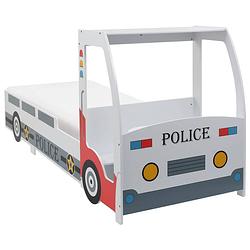 Foto van The living store kinderbed politieauto - 260.5 x 97 x 117cm - inclusief traagschuim matras - meerkleurig - vanaf 4 jaar