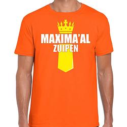 Foto van Oranje queen maximaal zuipen shirt met kroontje - koningsdag t-shirt voor heren m - feestshirts