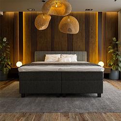 Foto van 1-persoons boxspring hotel suite - beam - antraciet 90x200 cm - pocketvering - inclusief topper - dekbed-discounter.nl