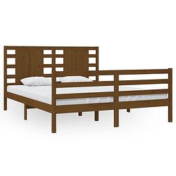 Foto van The living store houten bedframe - grenenhout - 205.5 x 165.5 x 69.5 cm