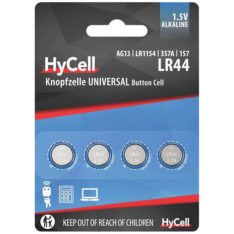 Foto van Lr44 knoopcel alkaline 1.5 v 140 mah hycell ag13 4 stuk(s)