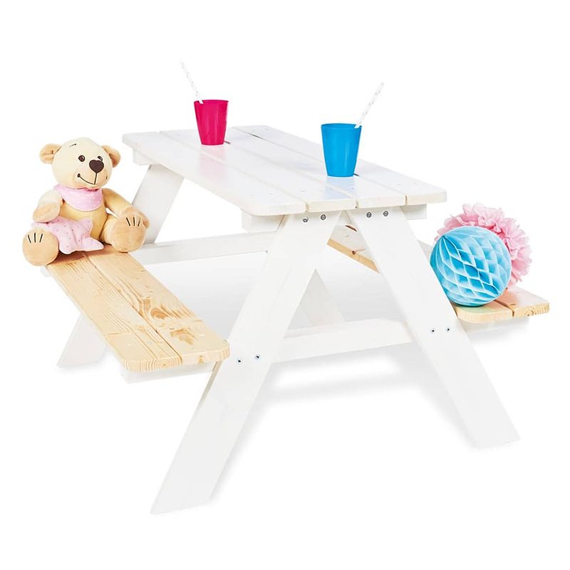 Foto van Pinolino kinderpicknicktafel met bank nicki für 4 hout wit