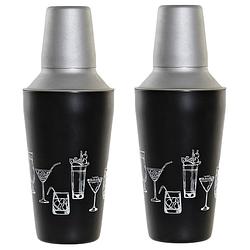 Foto van 2x stuks cocktailshakers zwart 500 ml rvs - cocktailshakers