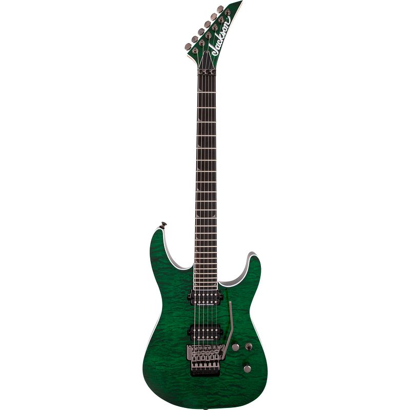 Foto van Jackson pro series soloist sl2q mah transparent green elektrische gitaar met floyd rose 1000