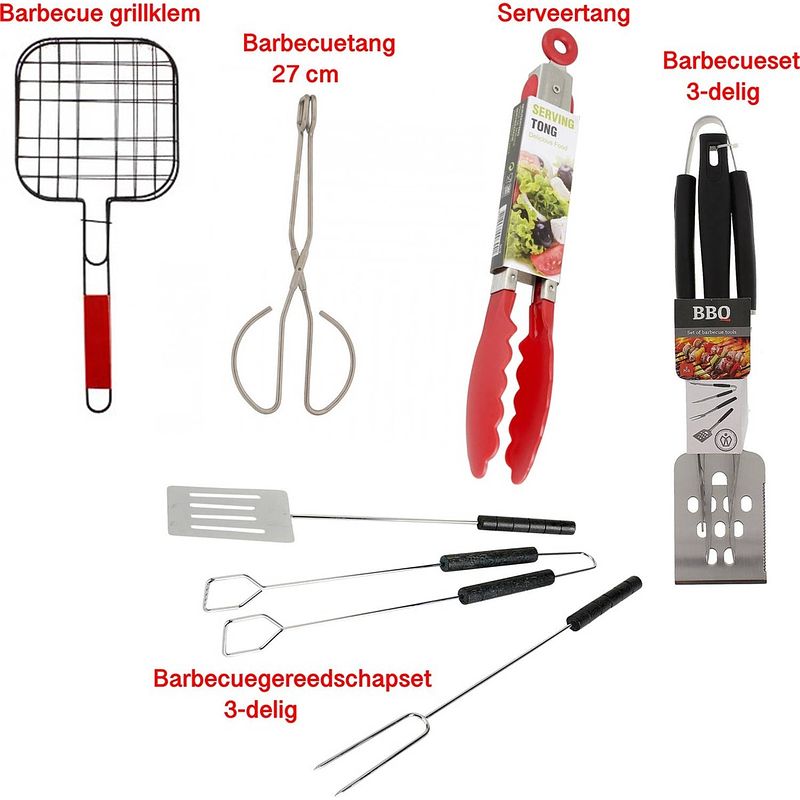 Foto van Barbecue grill klem - barbecue serveertang - barbecuetang - barbecueset - barbecue gereedschapset