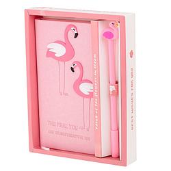 Foto van Dagboek flamingo notitieboek met pen roze - notitieboek of dagboek
