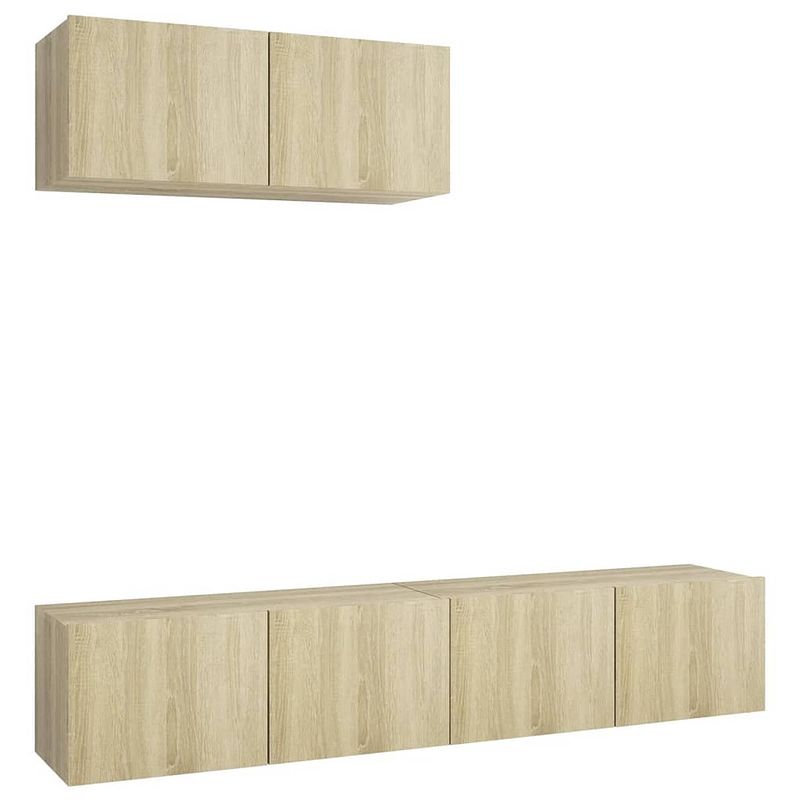 Foto van The living store tv-meubelset - sonoma eiken - 80 x 30 x 30 cm - 3 x tv-meubel