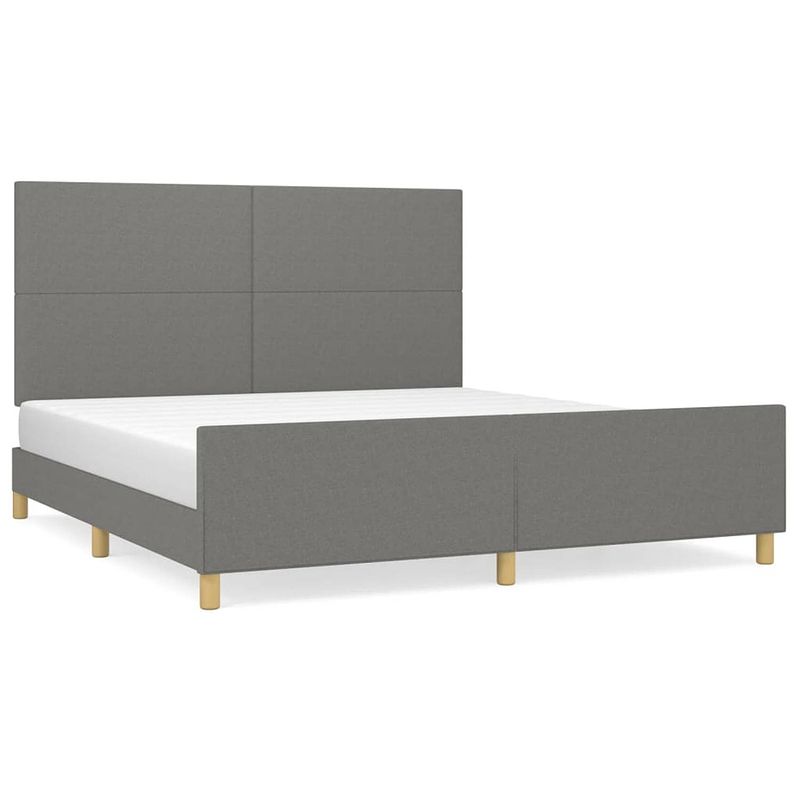 Foto van The living store bedframe donkergrijs - 203 x 186 x 118/128 cm - verstelbaar hoofdeinde - stabiele poten