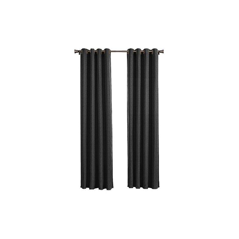 Foto van Geweven verduisterend gordijn - larson - black - ringen - 150x250 cm