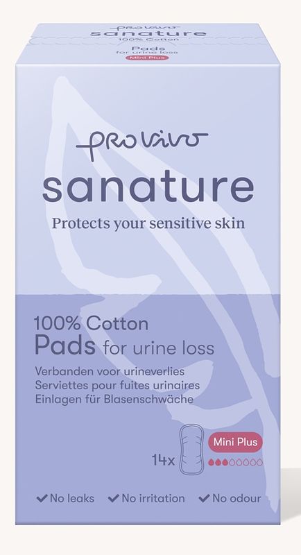 Foto van Sanature pro vivo 100% katoen verbanden voor urineverlies mini plus