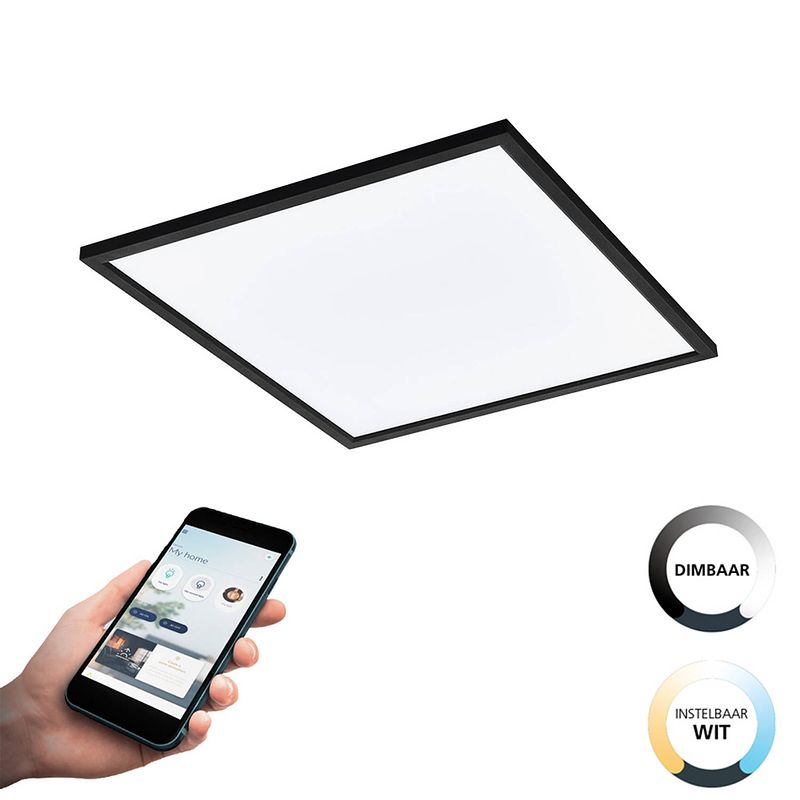 Foto van Eglo connect.z salobrena-z smart plafondlamp - 59,5 cm - zwart/wit - instelbaar wit licht - dimbaar - zigbee