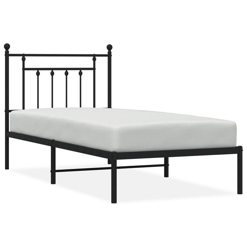 Foto van Vidaxl bedframe met hoofdbord metaal zwart 90x190 cm