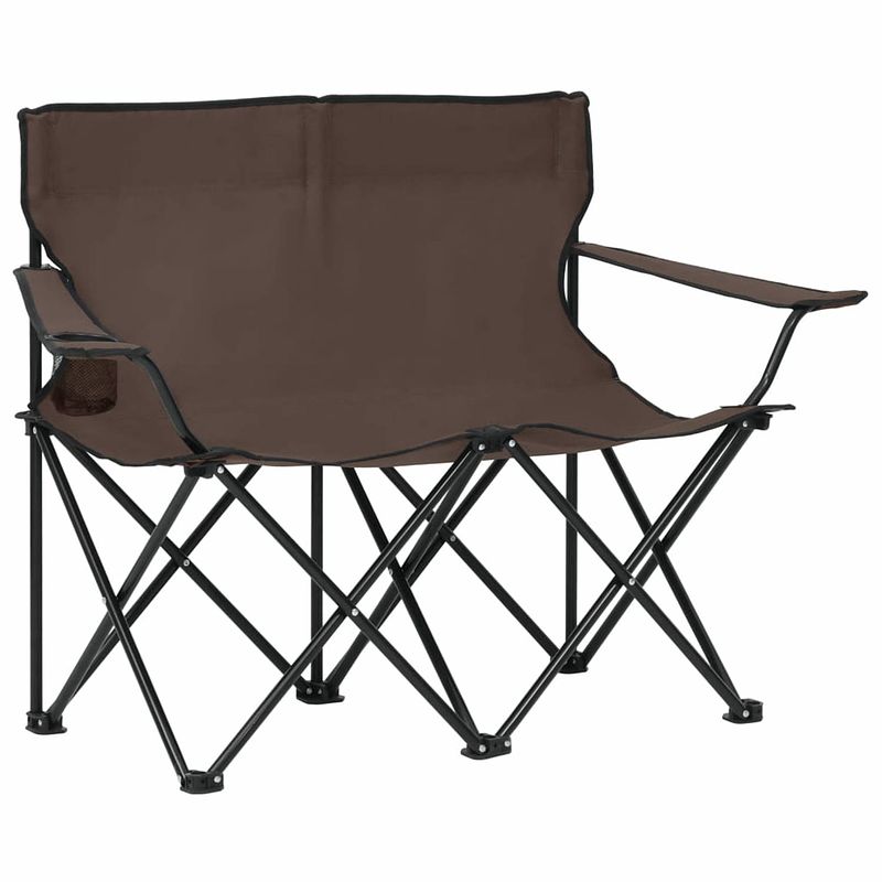 Foto van Vidaxl campingstoel 2-zits inklapbaar staal en stof taupe