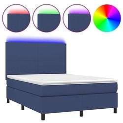 Foto van The living store boxspring blauw led 140x200 - duurzaam - verstelbaar hoofdbord - kleurrijke led-verlichting -