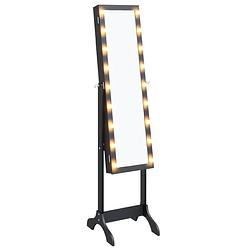 Foto van The living store staande spiegel zwart - 34 x 37 x 146 cm - met led-verlichting