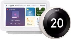 Foto van Nest learning thermostat v3 premium wit + google nest hub 2 chalk